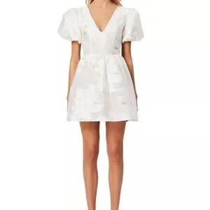 Elliatt Women's Octavia Bow Back Mini Dress - White - Size S - Ivory/Gold